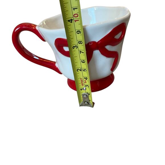 Hand Painted RED BOW Mug Set of 2 Christmas Holiday Glam New - Picture 10 of 16